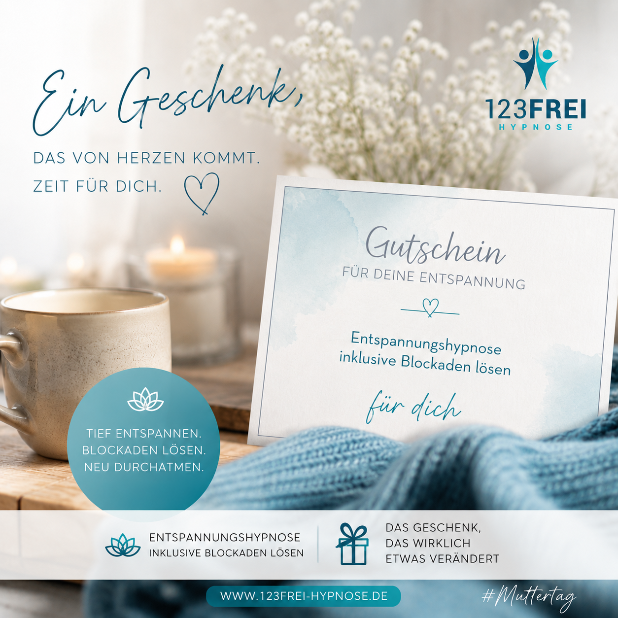 Geschenk-Gutscheine für Hypnosecoaching oder -Therapie in den 123FREI Hypnosepraxen Leipzig und Chemnitz (Burgstädt)